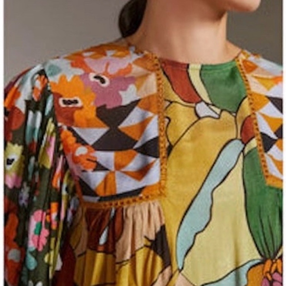 NWT Anthropologie Bl-nk Miranda Peasant Top Rarer size Large - Picture 2 of 5